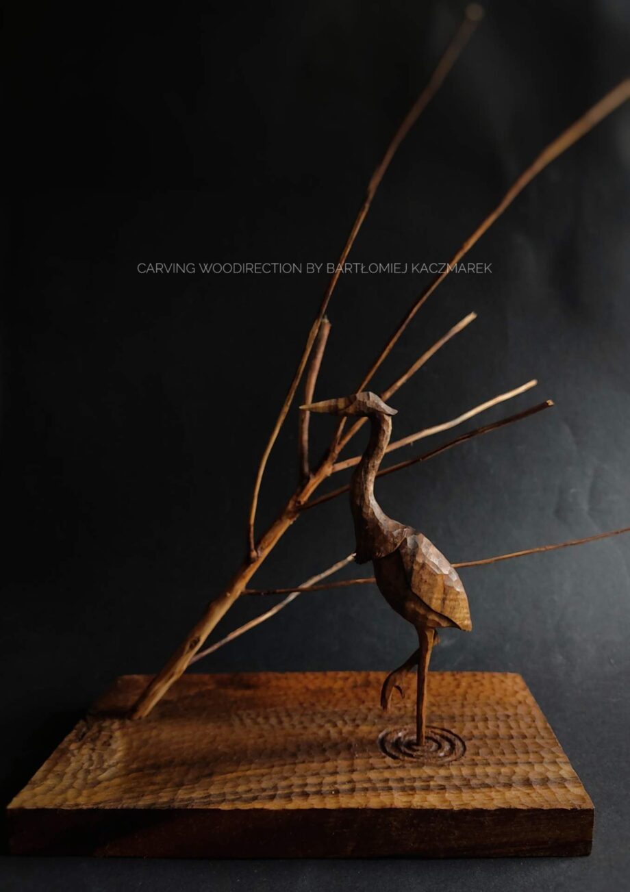 Rzeźba "Poranek - Czapla w wodzie"