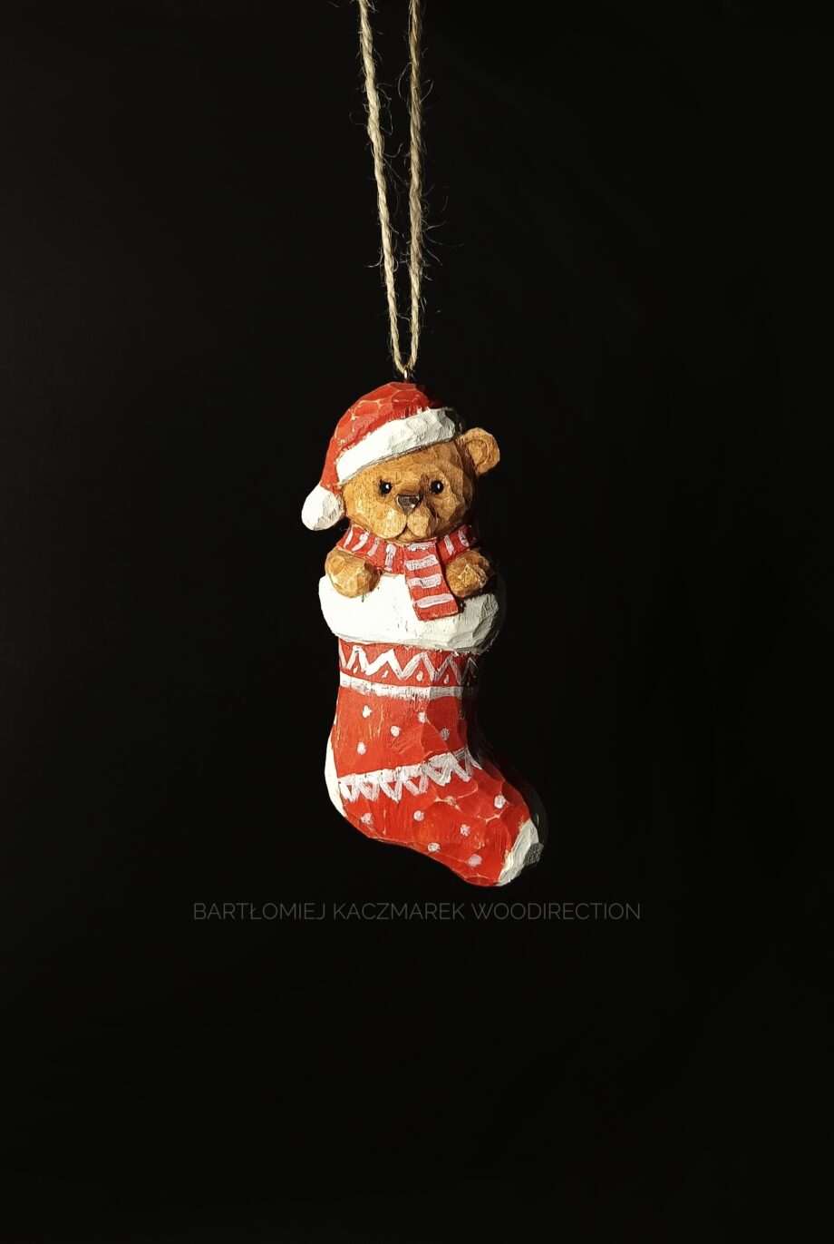 Miś w skarpecie - ozdoba na choinkę