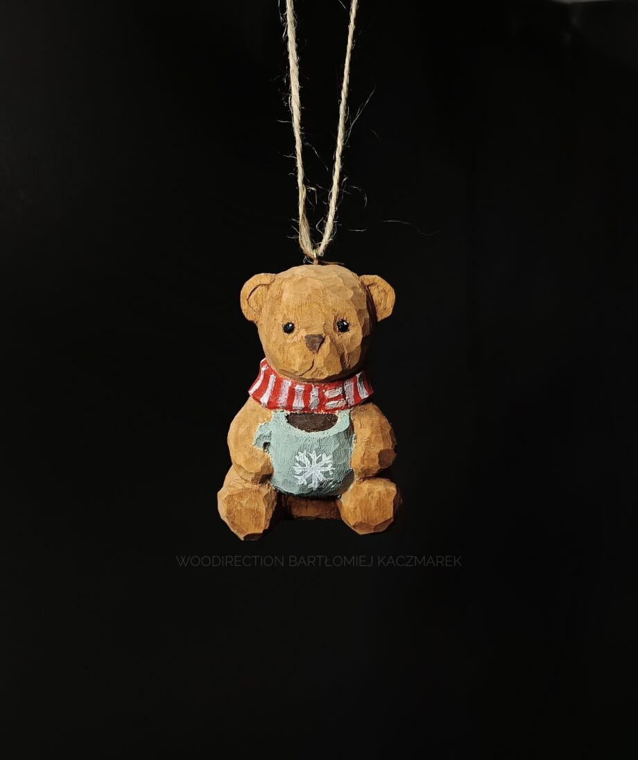 Miś z kubeczkiem - ozdoba na choinkę